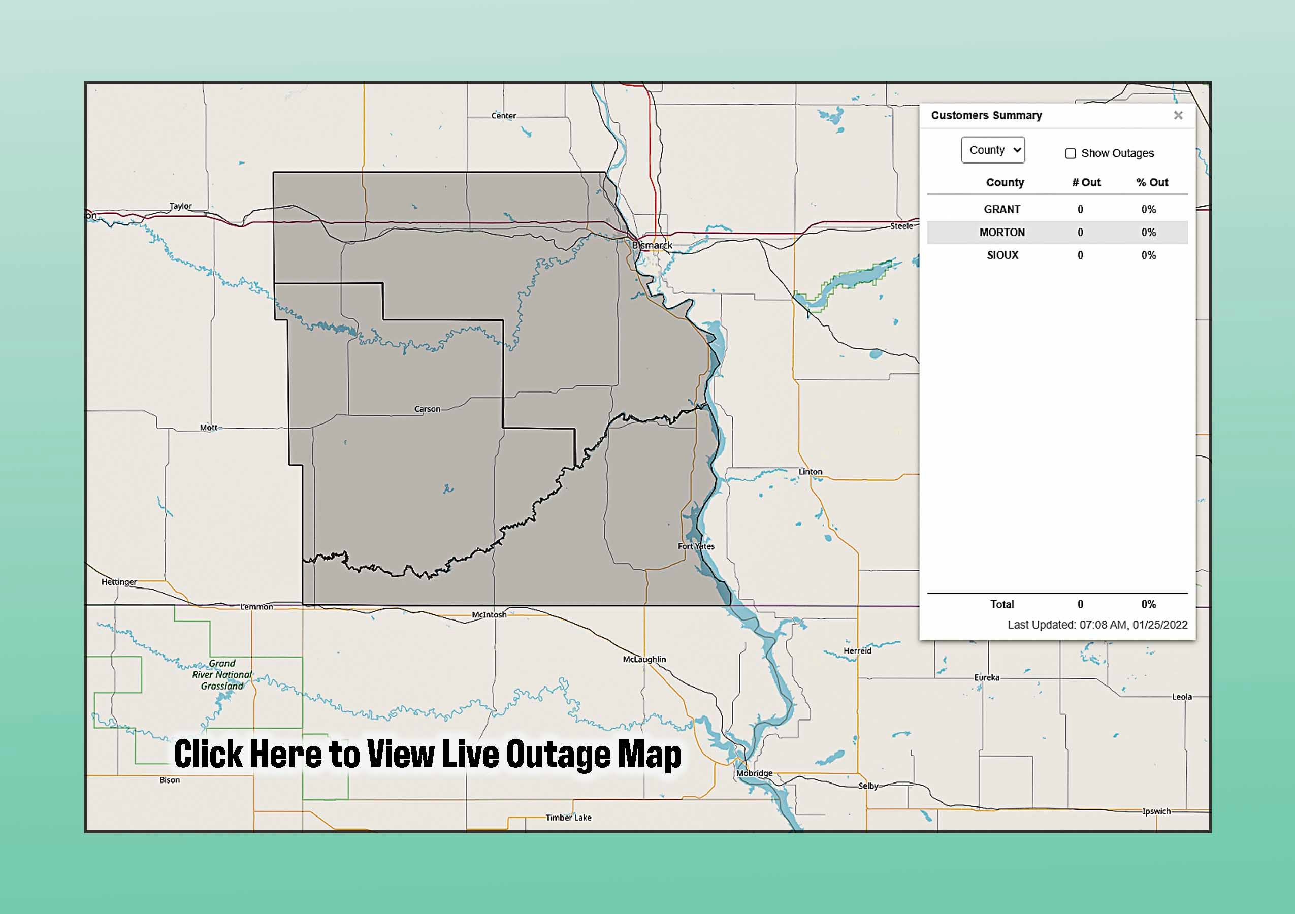Outage Map link and photo